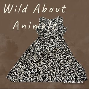 EUC. Women’s AGB Animal Print Fit and Flare Dress. Size 14. Sleeveless. Zip Back